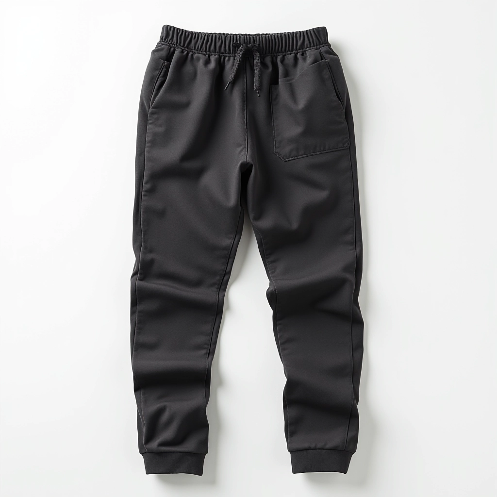 Charcoal grey cotton-blend joggers laid flat showing relaxed fit and comfortable silhouette